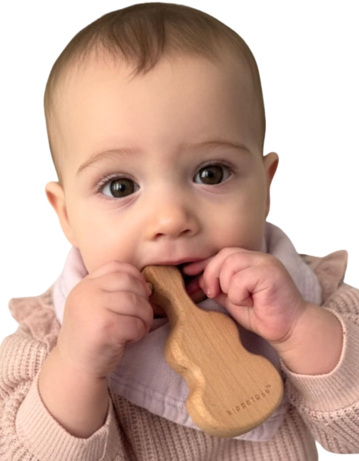 HIPPOTOYS Wooden Rattle & Teether | Montessori Sensory Toy for Babies 3-12 Months | Natural Hardwood, CPSIA Safe