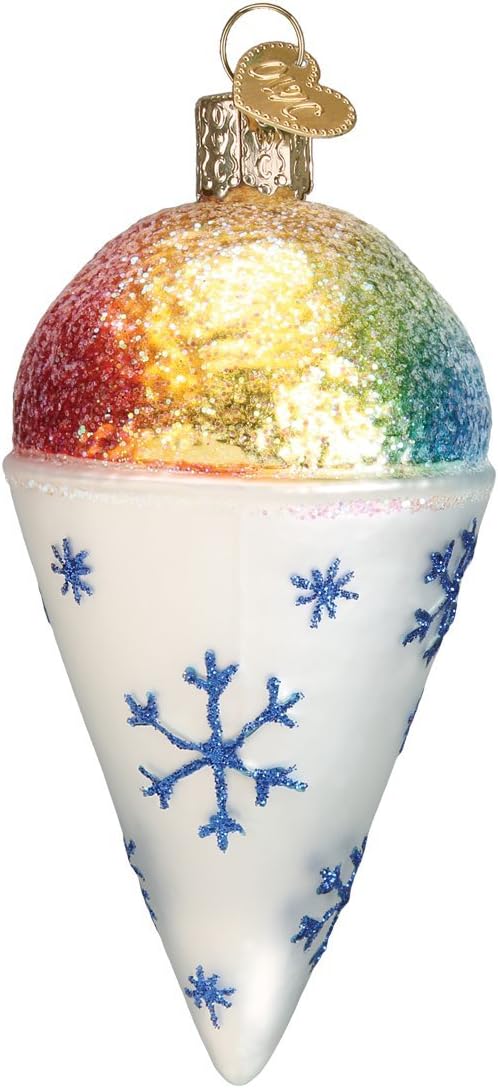 Old World Christmas Ice Cream Cone Glass Blown Ornament for Christmas Tree, Handcrafted Holiday Decoration, Ice Cream Collection