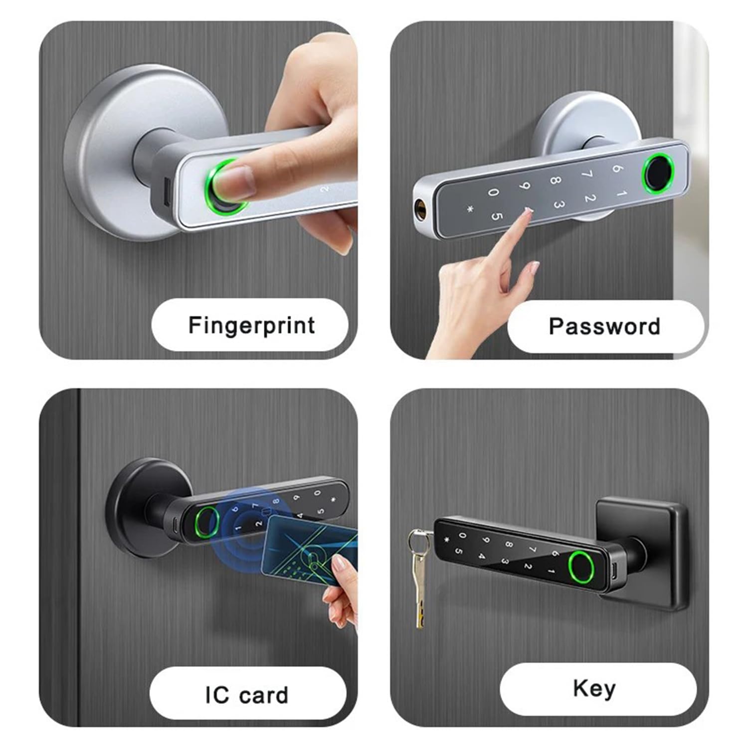 Maniglia Della Porta Con Impronta Digitale,Serratura Elettronica Con Tastiera a Sfioramento,Serratura Intelligente Con Tastiera Touch e Funzioni Smart,Per Porta d'Ingresso, Casa, Ufficio, Appartamento