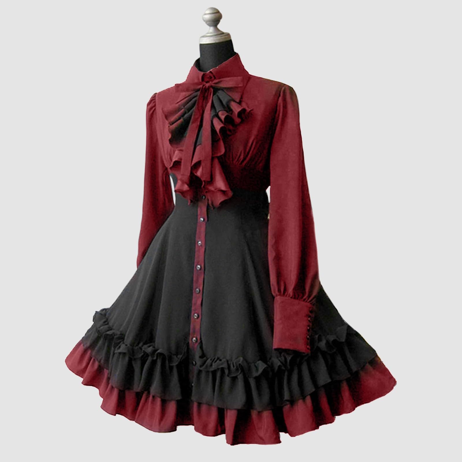 Nowa sukienka damska z rękawami trąbkowymi jednokolorowa, długa sukienka księżniczki, na cosplay, na bal, na imprezę, elegancka na uroczyste imprezy