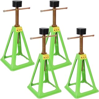 4-Pack Aluminum Jack Stands for RV Stabilizer, Adjustable Screw Jack Stands for Travel Trailer Camper, 3300 lbs Capacity Each, 11-17 Inch RV Leveling Jacks with Rubber Pads & Spare Nuts (Green)