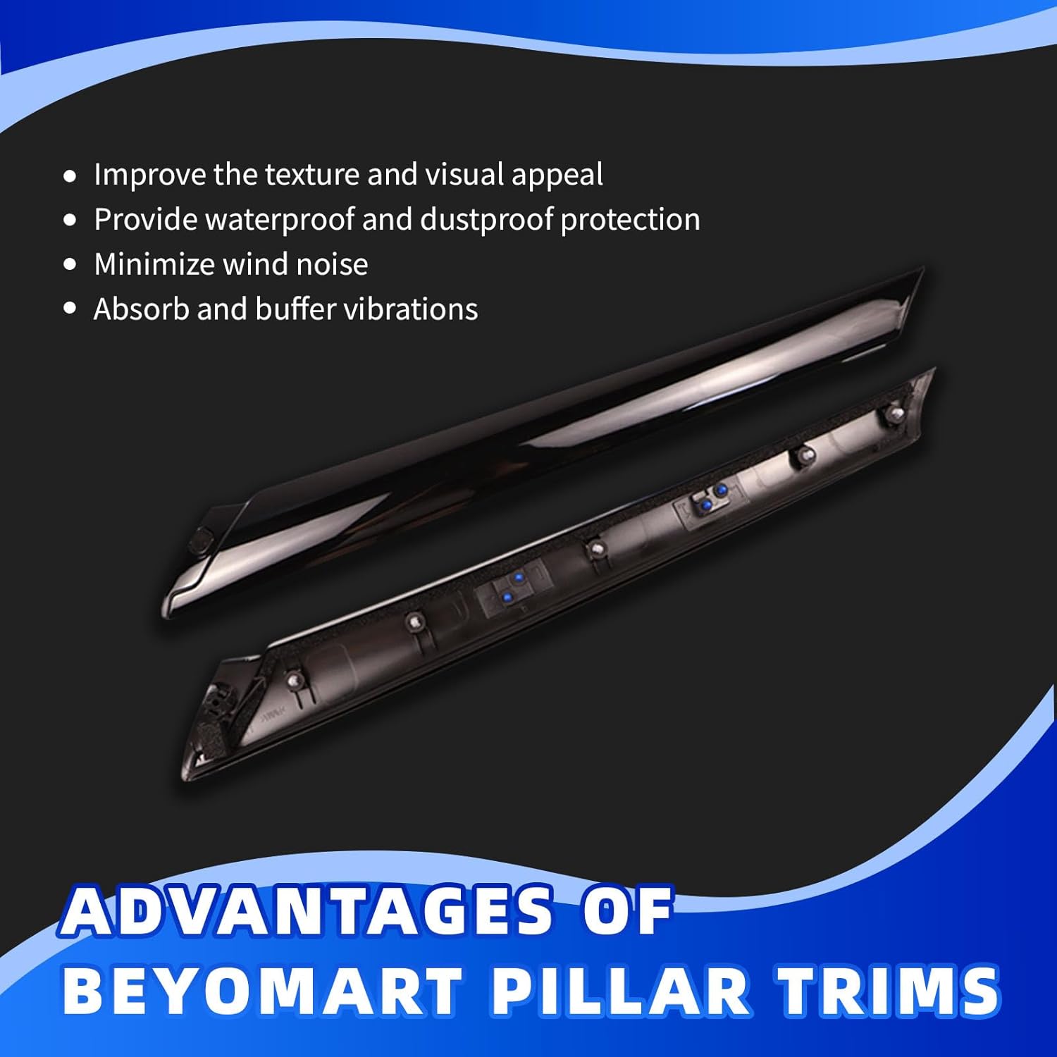 Windshield Pillar Trim Molding Pair Left Driver Side and Right Passenger Side Compatible with 2014-2019 Kia Soul 86170-B2000 86180-B2000 Kia Soul Windshield A Pillar Trim Panel