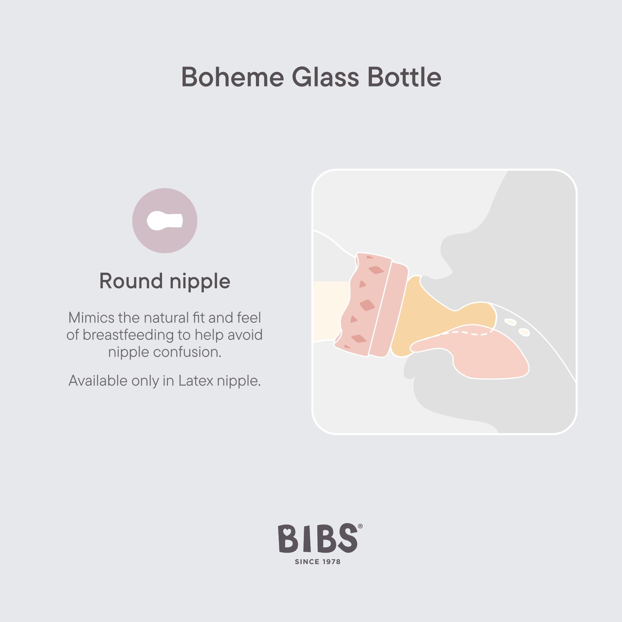 BIBS Boheme Baby Glass Bottle 240ml, Vermindert Koliken, Runder Sauger aus Naturkautschuklatex, Unterstützt das Stillen. Hergestellt in Dänemark - Violet Sky (Packung mit 2)