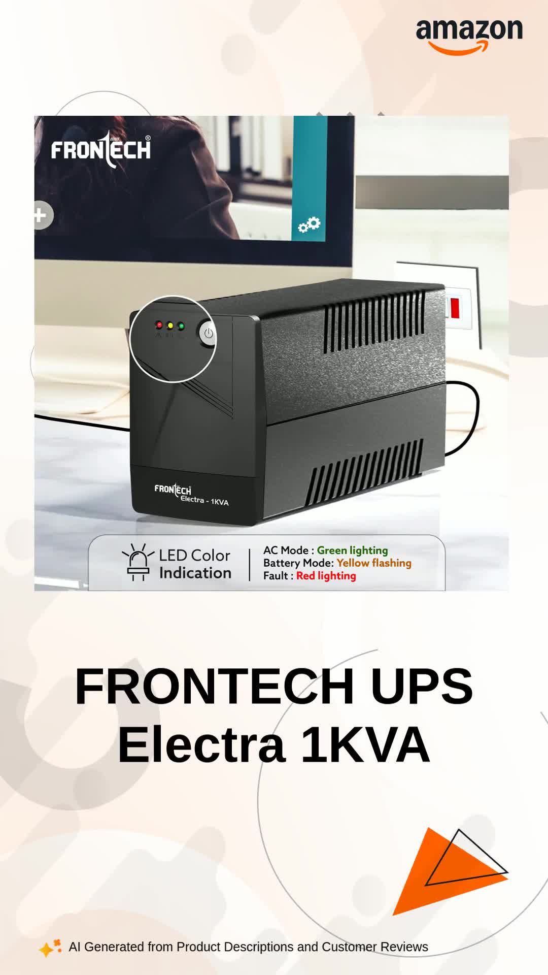 Ups&Downs様 FRONTECH UPS Electra Static Converter - 1KVA/600W | 12/7Ah x 2