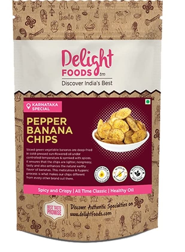 Delight Foods Pepper Banana Chips 200g Karnataka Classic Snacks