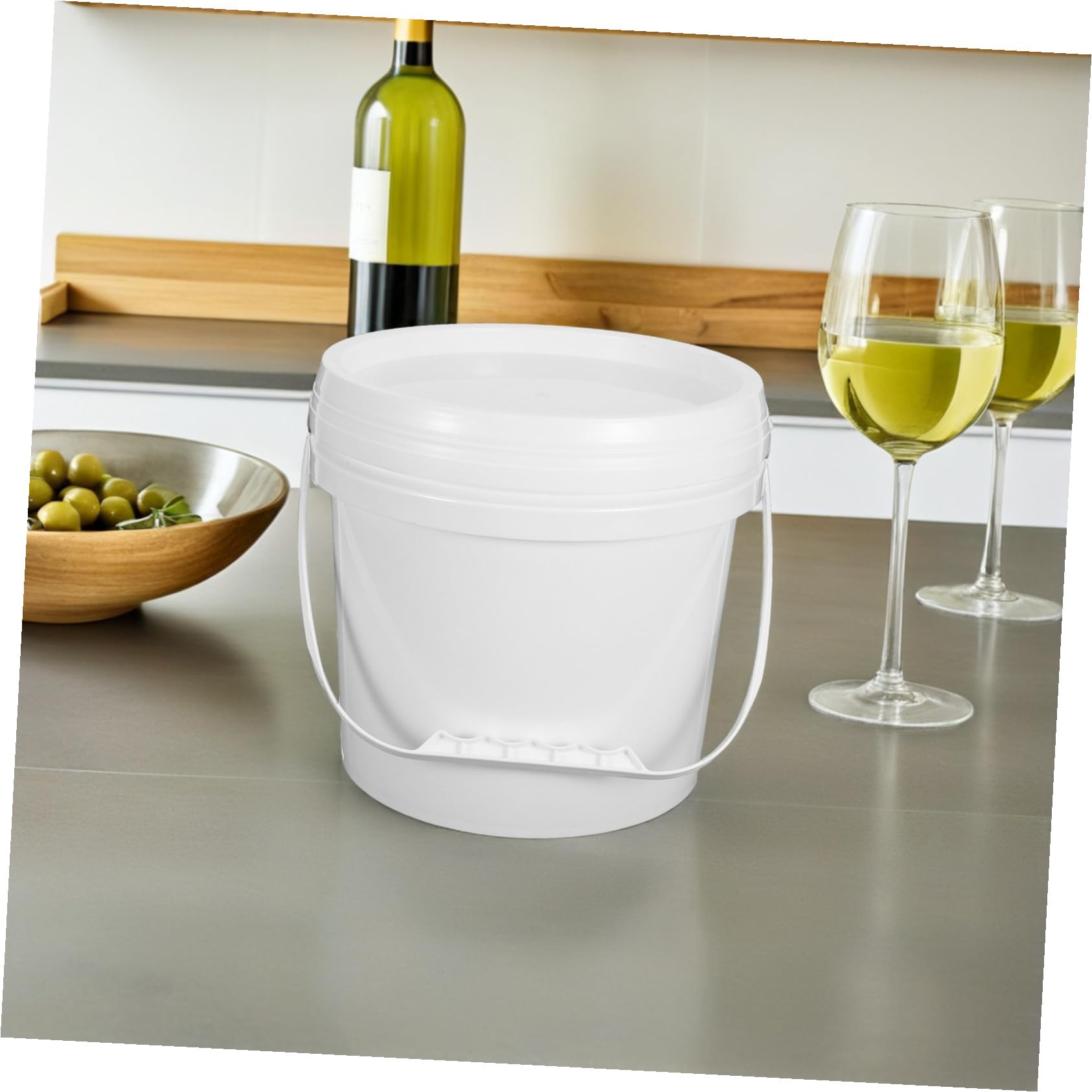 NUOBESTY 4 pezzi Secchiere Plastica con Manico e Coperchio Contenitori Alimentari Riutilizzabili per Gelato Latte Marmellata e Zuppe Ampio Spazio e Facili da Pulire Bianco Opaco