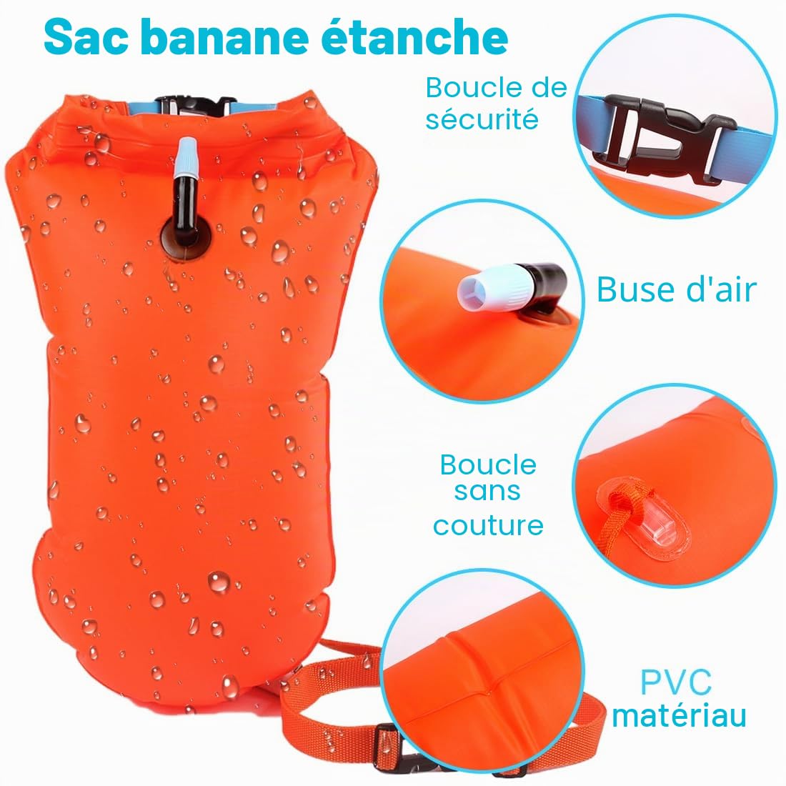Bouée de natation, sac sec, boj de natation gonflable, Swimming Buoy, objets de valeur à la piscine du lac, Swim Bubble pour surfeurs, natation, canotage