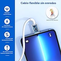 Vista 4 de Cargador rápido para iPhone, cargador de iPhone de carga rápida, paquete de 2 cargadores rápidos de 6 pies de largo, cable USB C a Lightning, cable