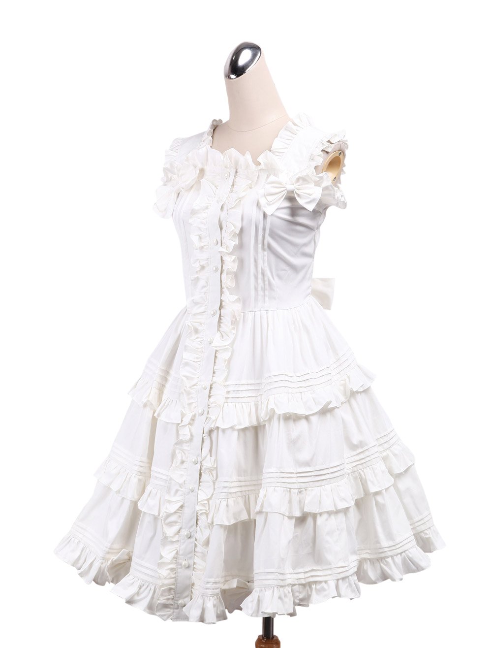 Antaina White Cotton Ruffle Bows Lace Retro Sweet Victorian Lolita Cosplay Dress product thumbnail 3