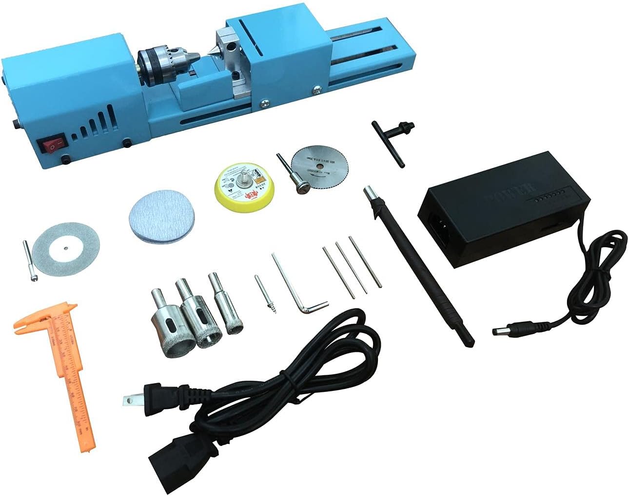 Benchtop Mini Wood Lathe Variable Speed Woodworking Lathe for DIY Grinding Polishing Beads Tool Kit, Blue : Tools & Home Improvement