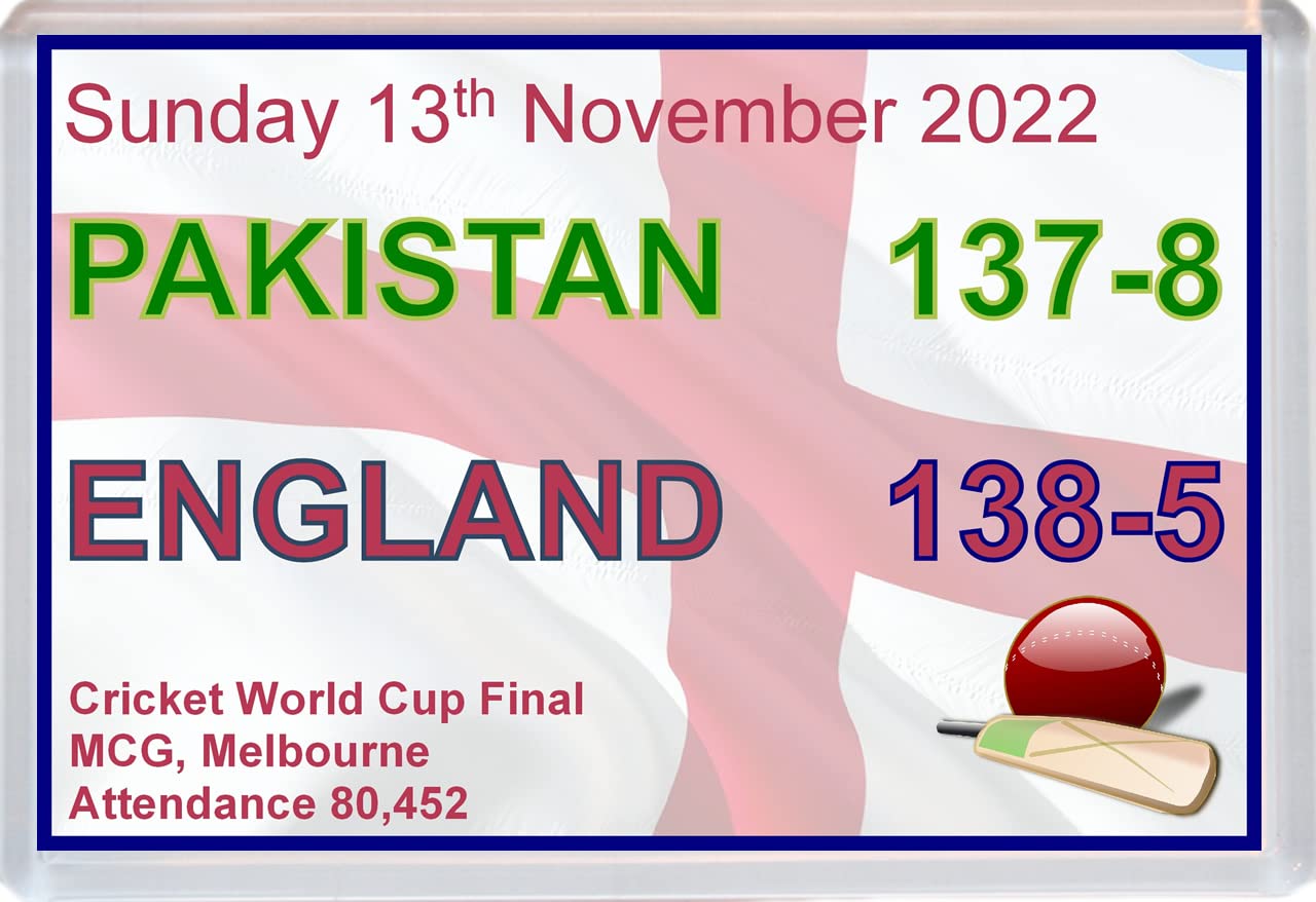 England World Cup Cricket Final Scoreboard - 96 x 67mm Jumbo Fridge Magnet