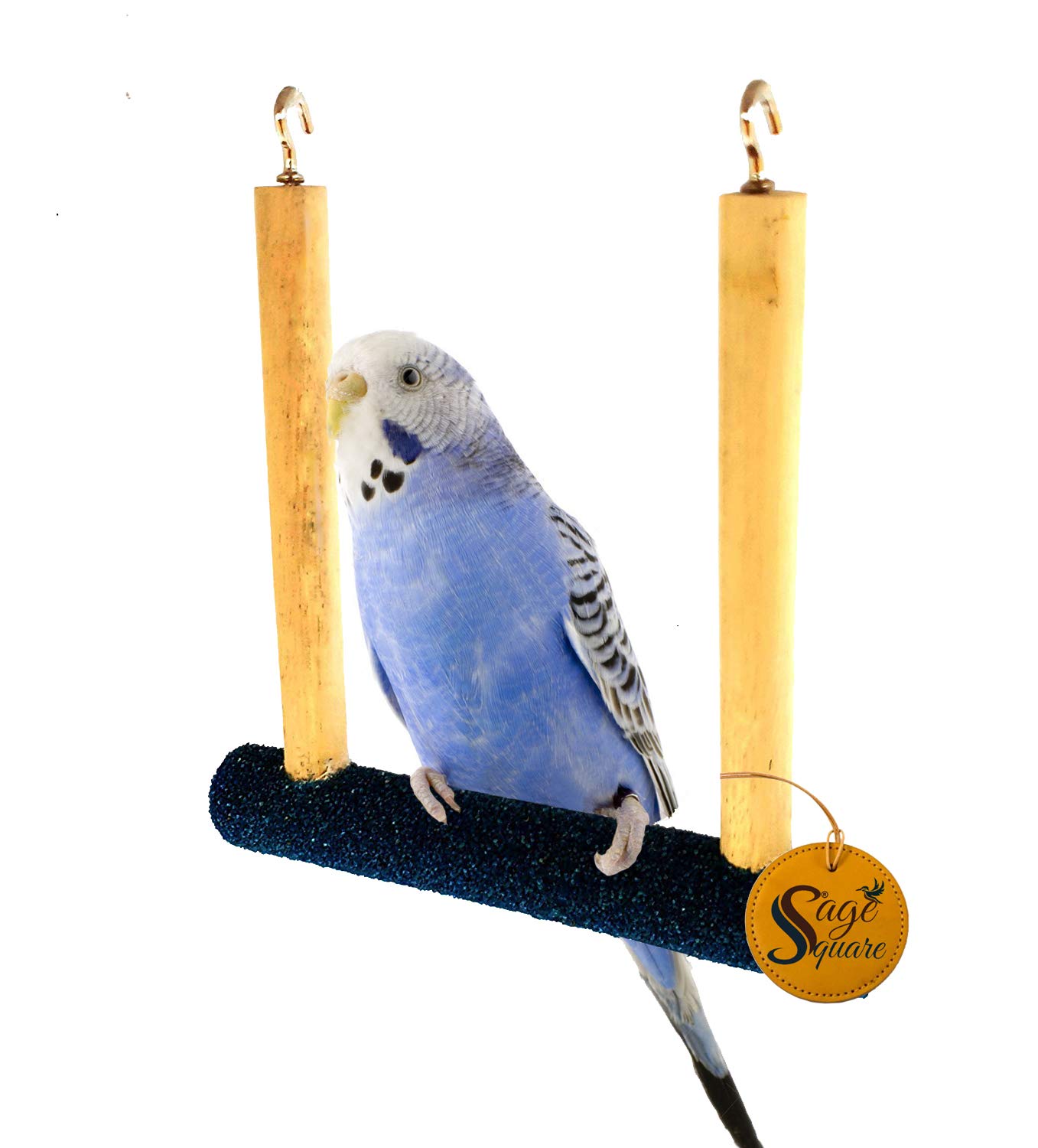 Sage Square Natural Wood Sand Perch Playful Climbing Cage Accessory Hanging Perch Bird Stand/Toy (Size - 5" x 6.5") (B087CRV43K) Amazon Price History, Amazon Price Tracker