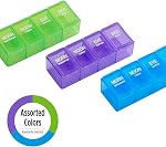 Ezy Dose Daily Travel Pill Organizer, 4 Times a Day, Colour May Vary | Travel Pill Box and Medicine, Vitamin Container, Daily Planner and Storage, BPA Free