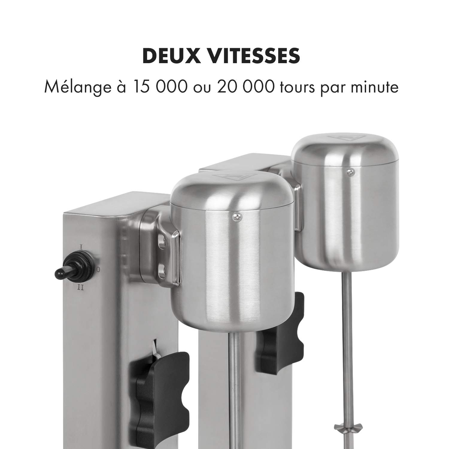 Klarstein Kraftpaket II Pro Double Mixeur a Boissons, 160 W, 2 x 1 L, 2 Vitesses, 20000 tr/min, 2 Gobelets en Acier Inoxydable, Milk-Shakes & Proteines, Cocktail, Bar, Gastro, Argent