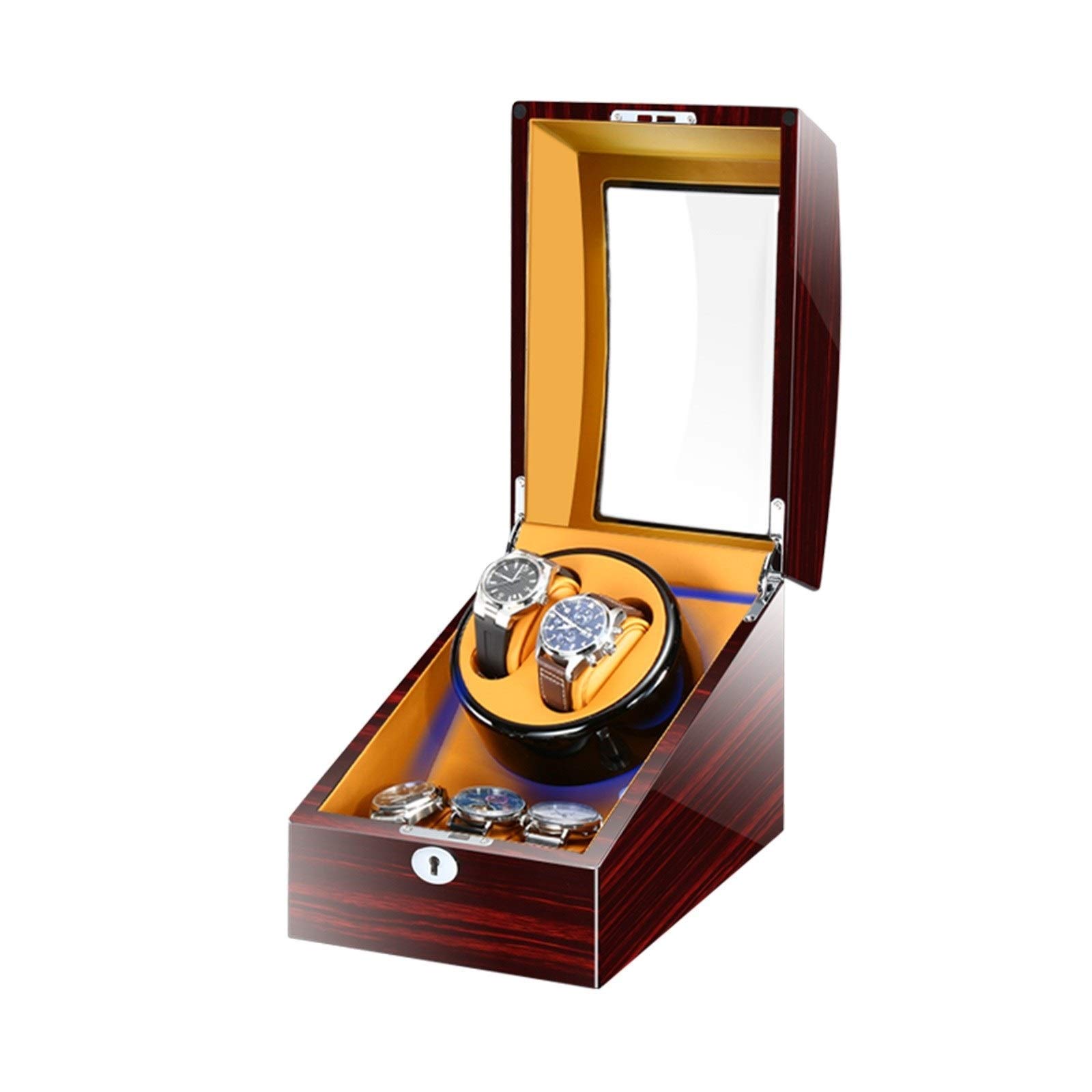 Remontoir automatique pour 2 montres et 3 écrins rouge et marron