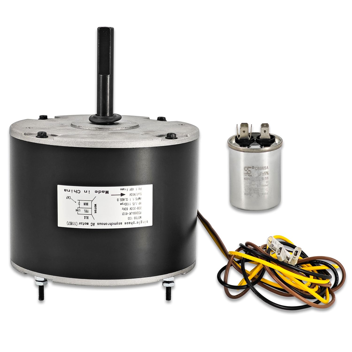 5KCP39DGY543S Fan Motor HB38GR219, 1/5HP, 230V, 1100RPM Condenser Fan Motor Compatible with GE Genteq HC37GE219 HC37GE219A 1191329 1186447 Y7S623C269L 5KCP39EGUA11BS HB38GQ230 Y7S623C269L