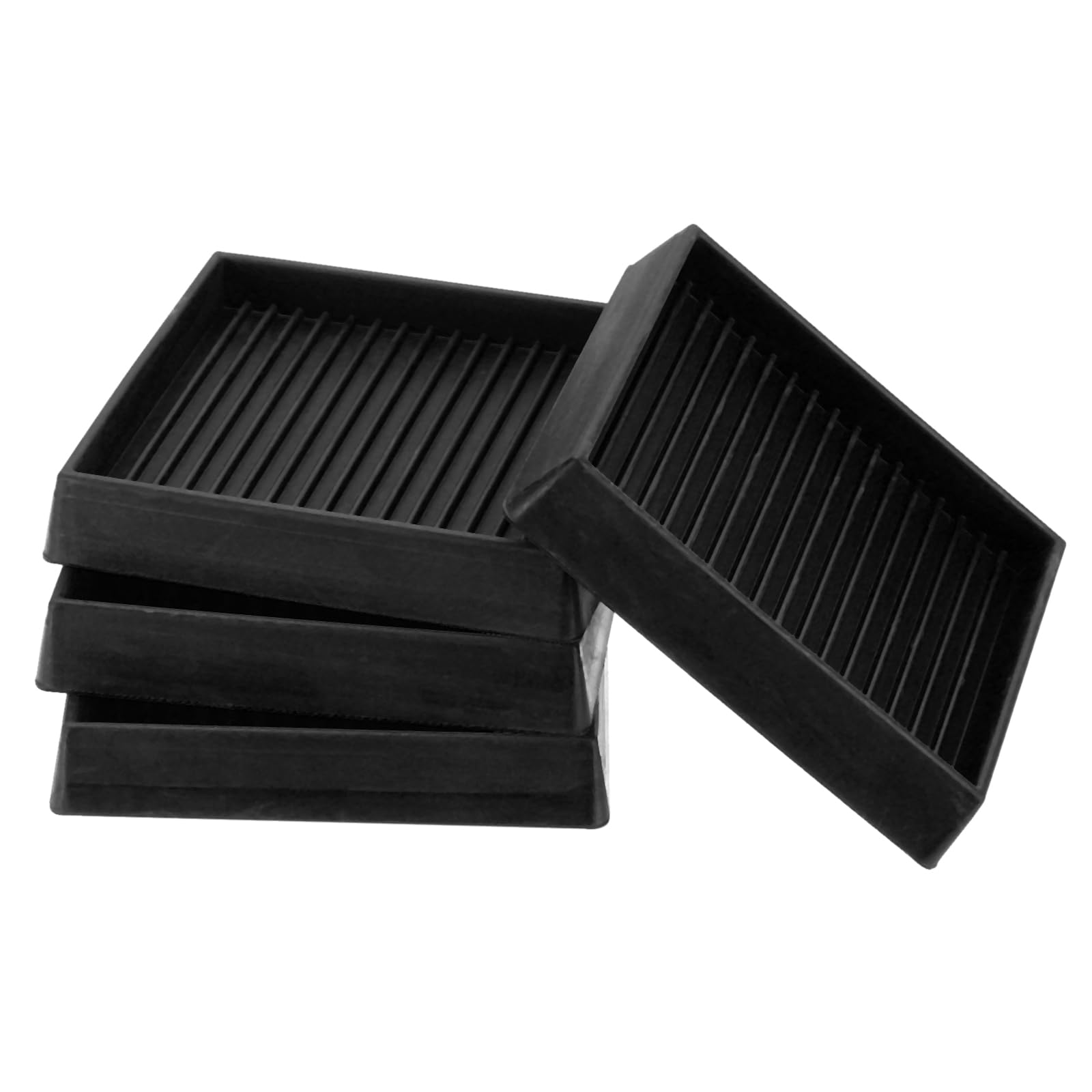 PATIKIL 3 Inch Rubber Furniture Pads, 4 Pack Non-Slip Furniture Coasters Square Anti Skid Caster Cups Furniture Feet Cup Floor Protectors for Bed Couch Stoppers, Black โ image 1