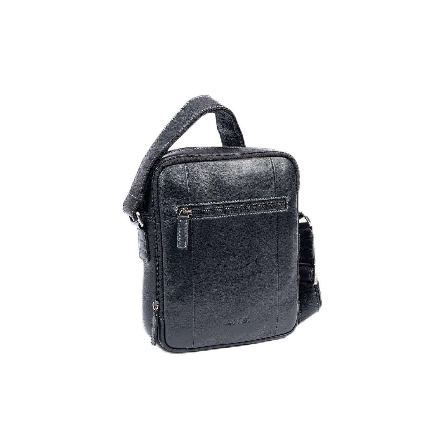 MATTIES Men's Pioneer Leather Bags, Black/White, 0cm x 19cm x 25cm