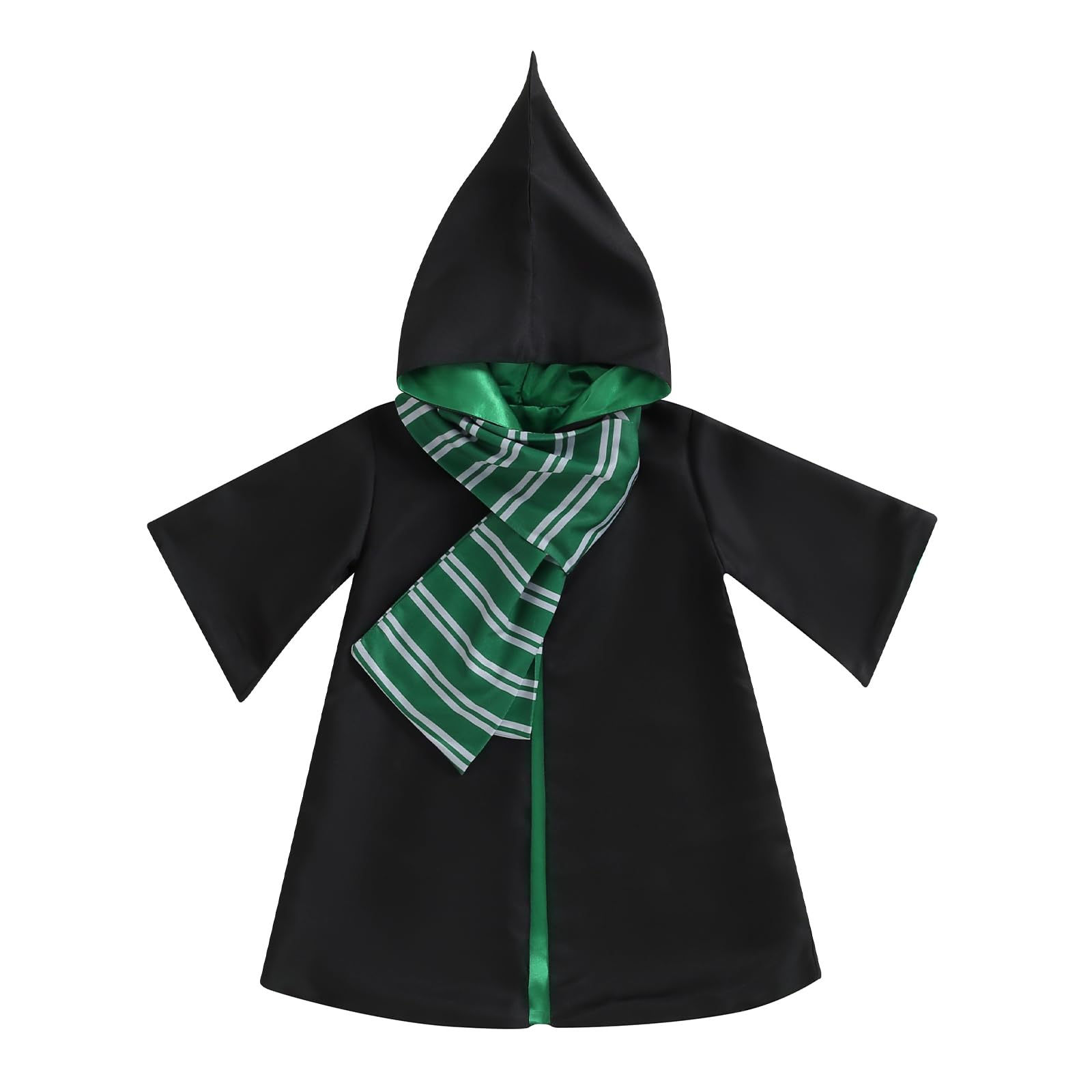 HZPHQY Kids Toddler Baby Girl Boy Wizard Costume Long Sleeve Hooded Robe Infant Halloween Outfits (Green, 5-6 Years)