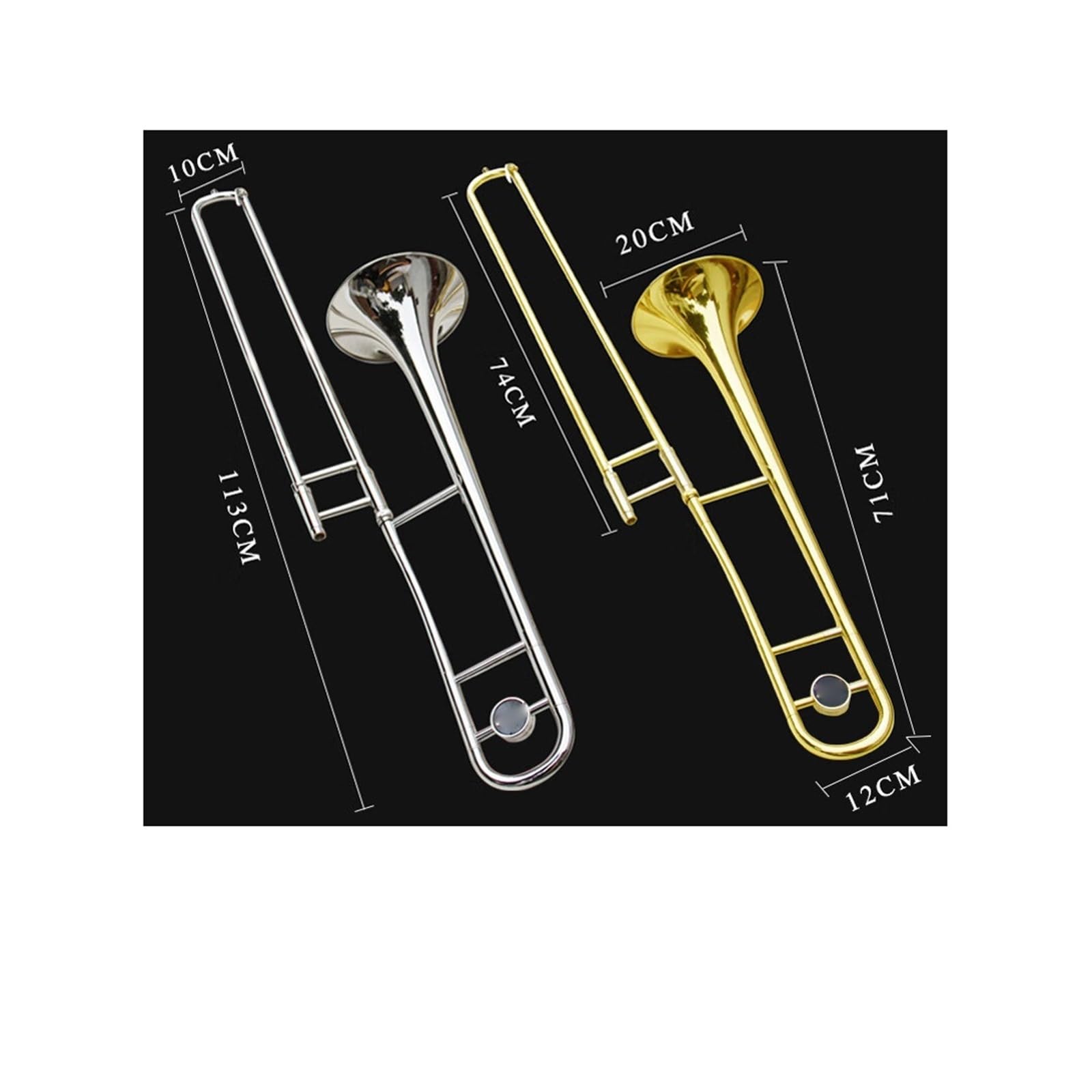 Trombón Profesional Instrumento De Trombón Alto En Si Bemol Mayor Instrumento Profesional Dorado Y Plateado(Silver)