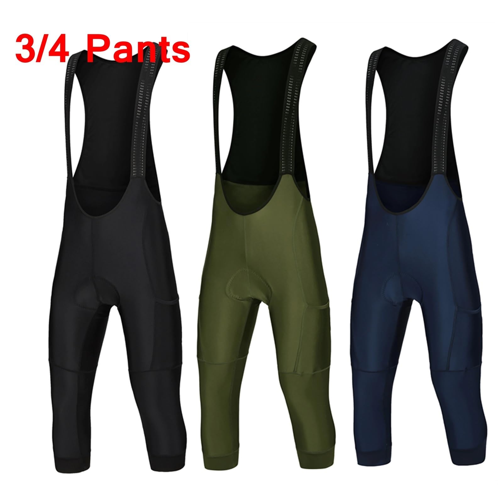 Culotte con Tirantes para Ciclismo Hombres 2 Bolsillos 3/4 Ciclismo Bib Shorts Verano Primavera Otoño Pantalones de Bicicleta Ropa de Bicicleta Pantalones para Ciclistas(Blue,L)