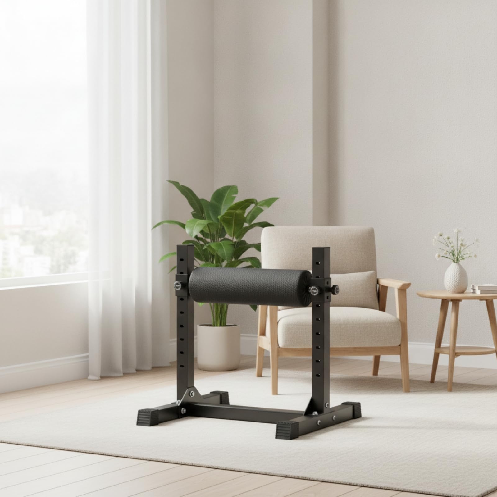 LOVIVER Verstellbarer Beintrainer Bulgarischer Split Squat Stand Rack Trainingsbank Halter mit 9- Höhenverstellung Und Komfortabler Rollenpolsterung aus Stahl PU Und Schaum für Beintraining Athletik