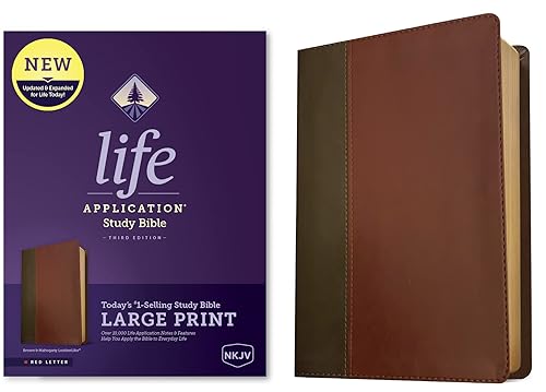 NKJV Life Application Study Bible, Third Edition, Large Print (LeatherLike, Brown/Mahogany, Red Letter)