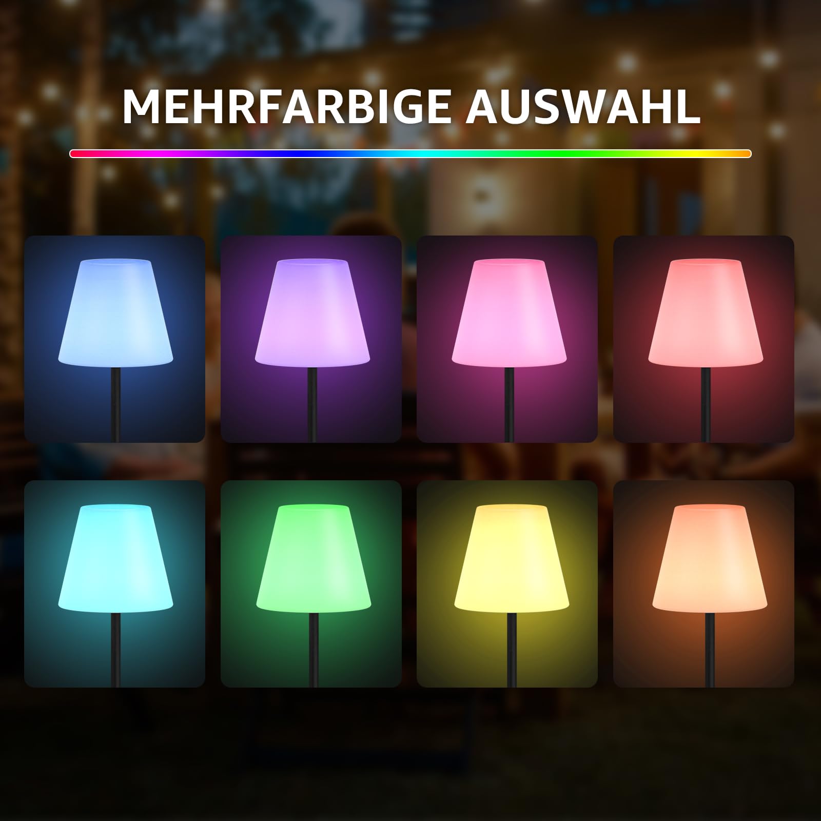 uuffoo Outdoor Stehlampe LED Dimmbar Wiederaufladbar USB Höhenverstellbar RGB Warmweiß APP E27 Metall Rundsockel