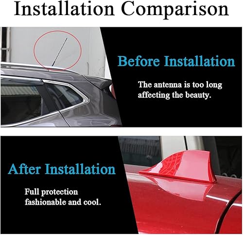 Miniatura 4 de ASUBHA Cubierta de antena de aleta de tiburón para automóvil, elegante antena de tiburón para decoración de automóvil, cubierta de antena