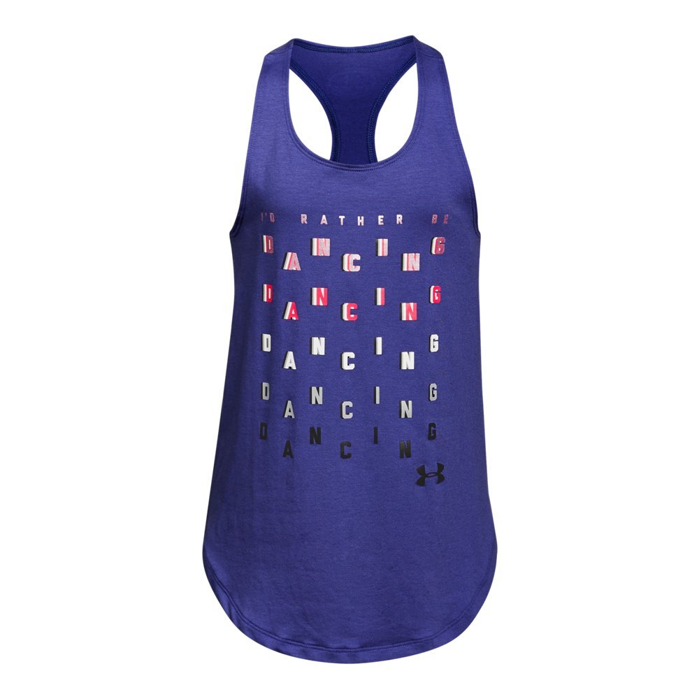Under Armour Girls' Rather Be Dancing Tank, Pluto (583)/Black, Youth Large