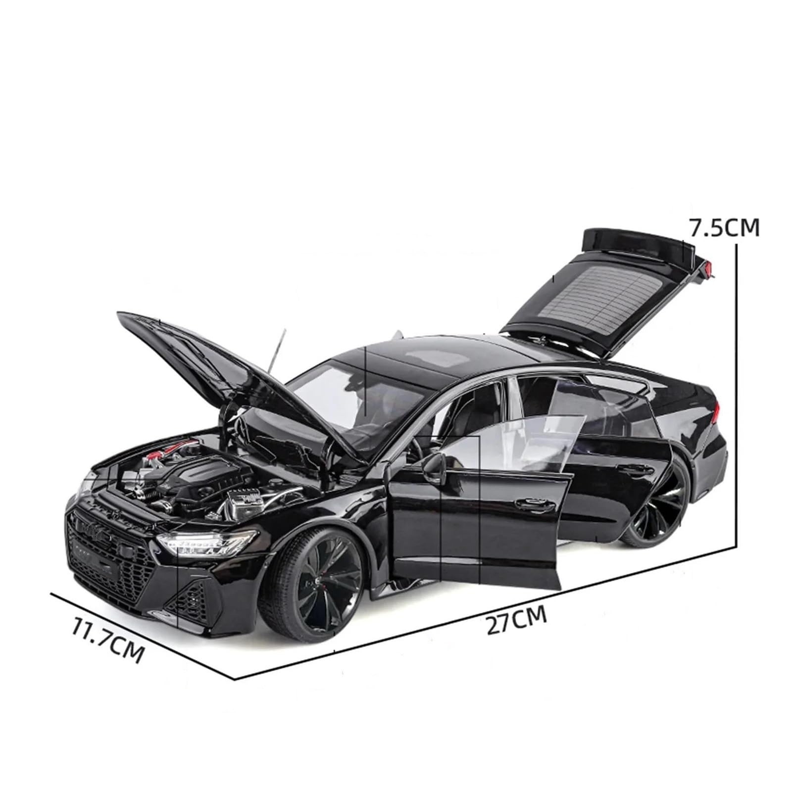 Modellauto Automodell 1:18 Für Audi RS7 Modellauto Aus Metallguss Modellfahrzeuge(Schwarz)