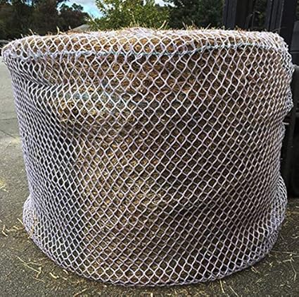 Tech Equestrian KNOTLESS Heavy Duty 5mm Thick Round Bale Slow Feed Hay Net 6x6 (Hole_Size_2.5 inches)