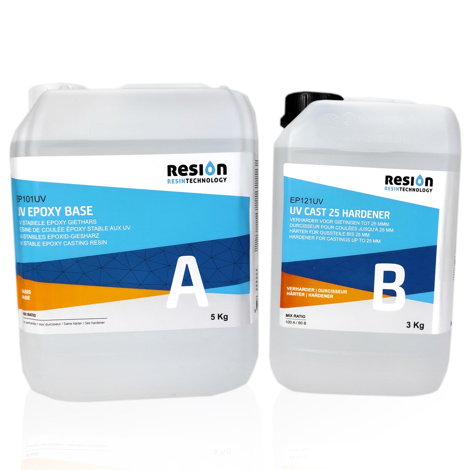 Epoxidharz mit Härter, mit UV-Blocker, Kristallklar | 8 KG | Epoxidharz Set, Epoxidharz, Kunstharz, Resin Gießharz, Epoxy Resin, Gießharz Set, Kunstharz Gießen Set, Epoxidharz Anfänger-Set