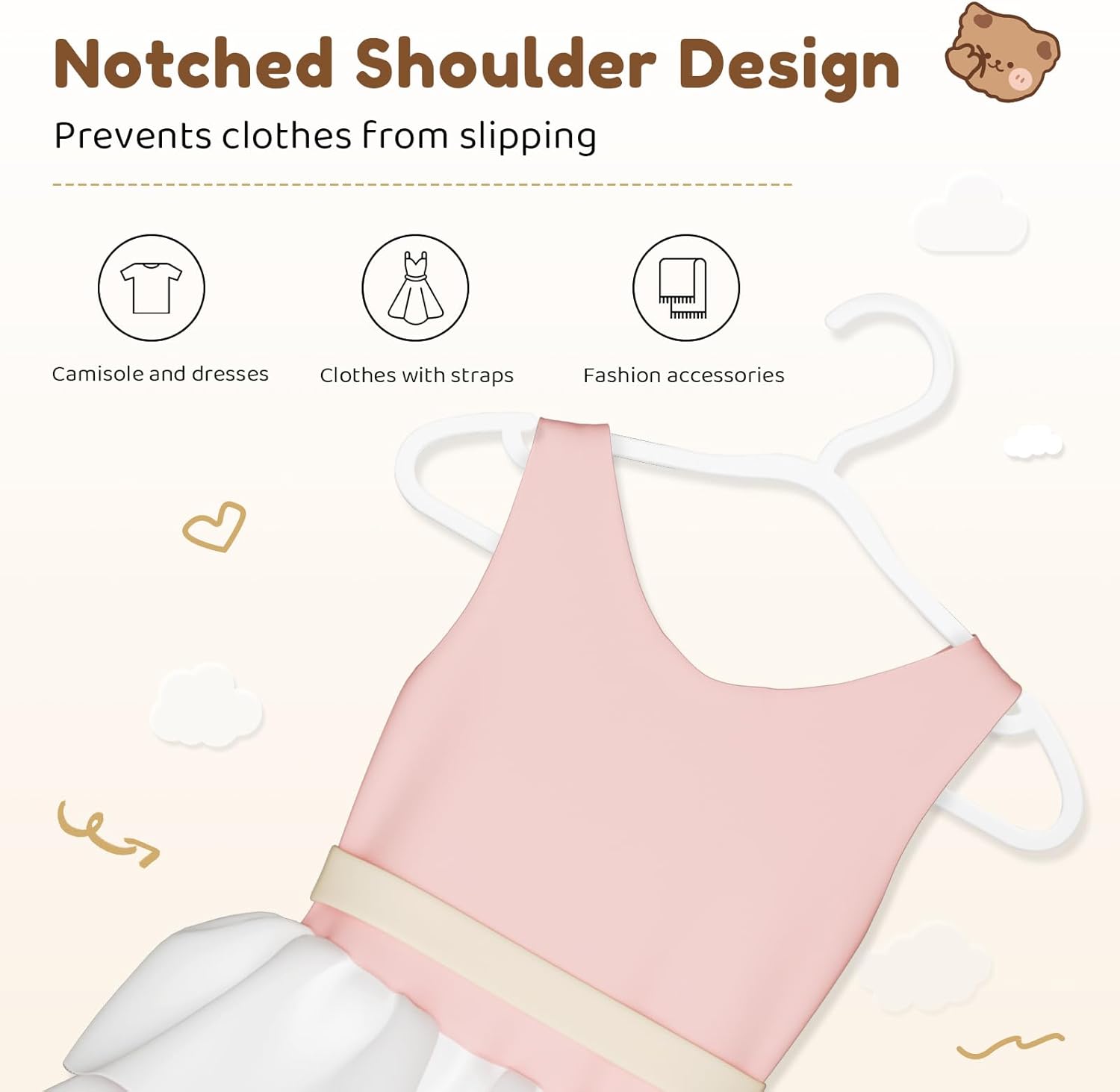 Plastic Kids Hangers - 150 Pack Non-Slip Baby Clothes Hangers for Closet, Toddler & Newborn Clothing Pants, Skirts, Coats (White)