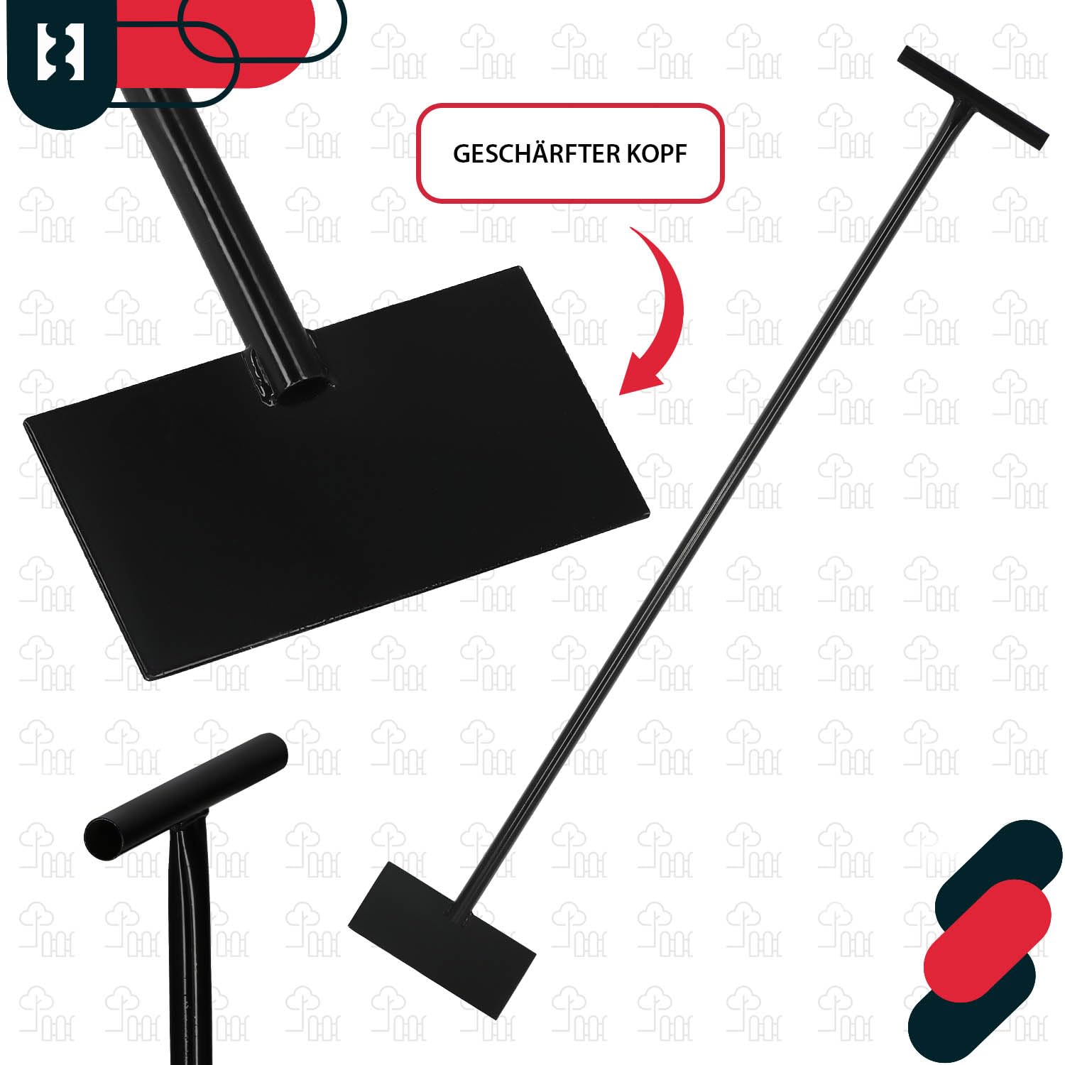 KOTARBAU® Set pala da neve con lama in alluminio 38 x 50 cm, scopa da strada con manico 150 cm, raschietto per ghiaccio 119 cm + guanti, pala da neve, manico per rimozione della neve