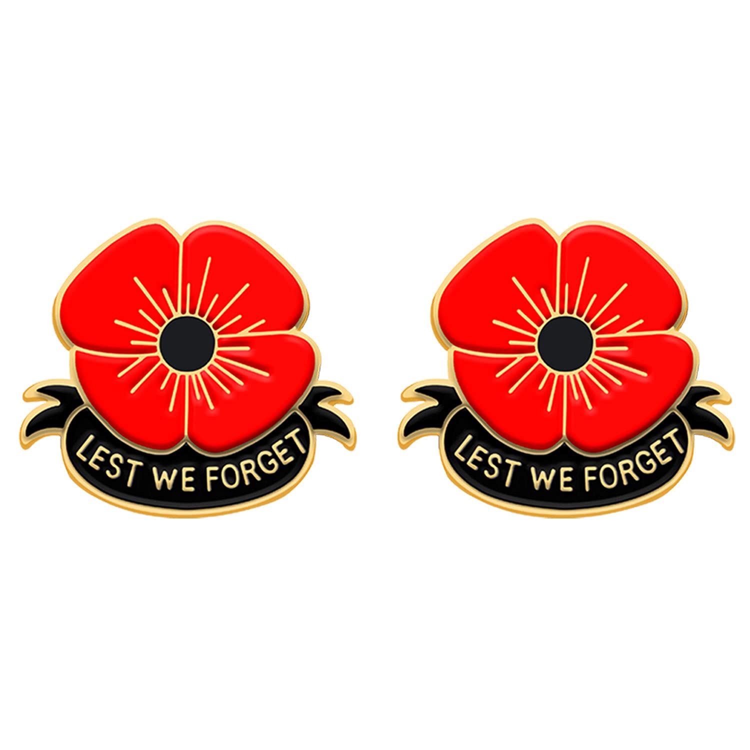 ZYMGUO2 4 10 Red Metal Poppy Flower Pins Brooch - Handmade Enamel Flower for Veterans Day, Memorial Day, Remembrance - Lest We Forget Gifts for Women Men - Clothing Accessories Lapel Pin