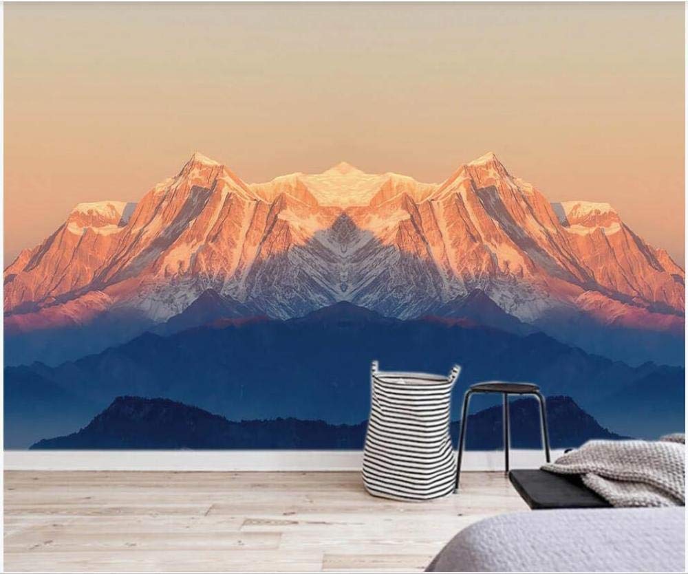 Foto personalizzata murale 3D Wallpaper Sunny Orange Mountain Peak Paesaggio Home Decor Soggiorno Wallpaper per pareti 400 cm (L) × 280 cm (H)