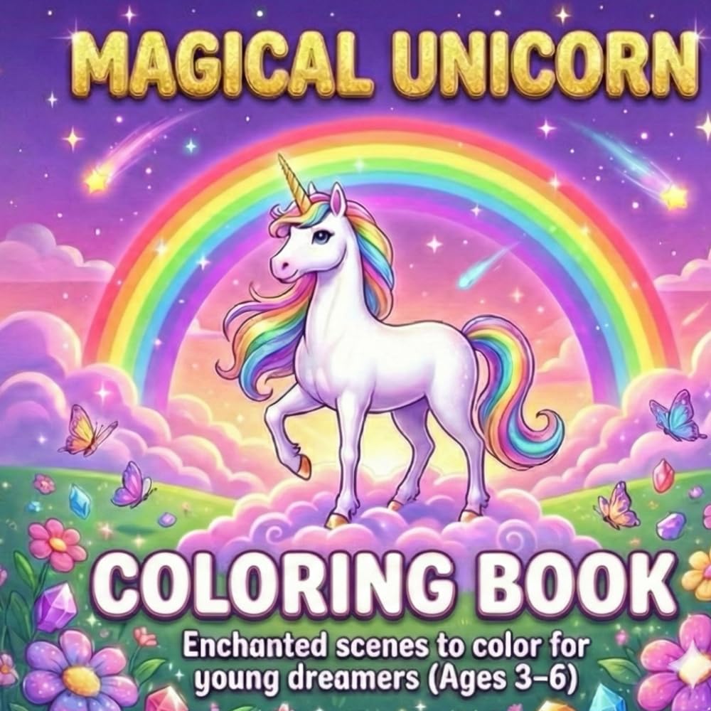 Magical Unicorn Coloring Book: Enchanted Scenes to Color for Young Dreamers (Ages 3–6), 30+ Easy Pages with Rainbows & Fairies (Ages 3-6)