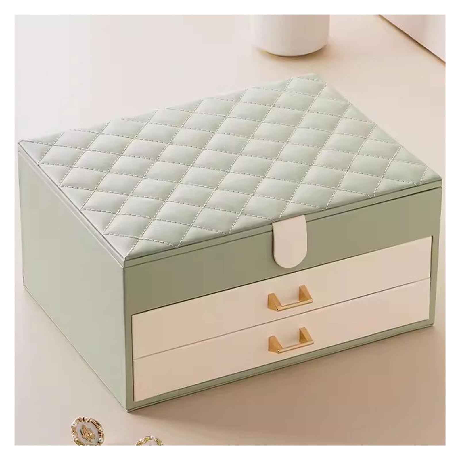 Boîte à bijoux luxe design élégant à 3 niveaux pour ranger bagues et colliers précieux