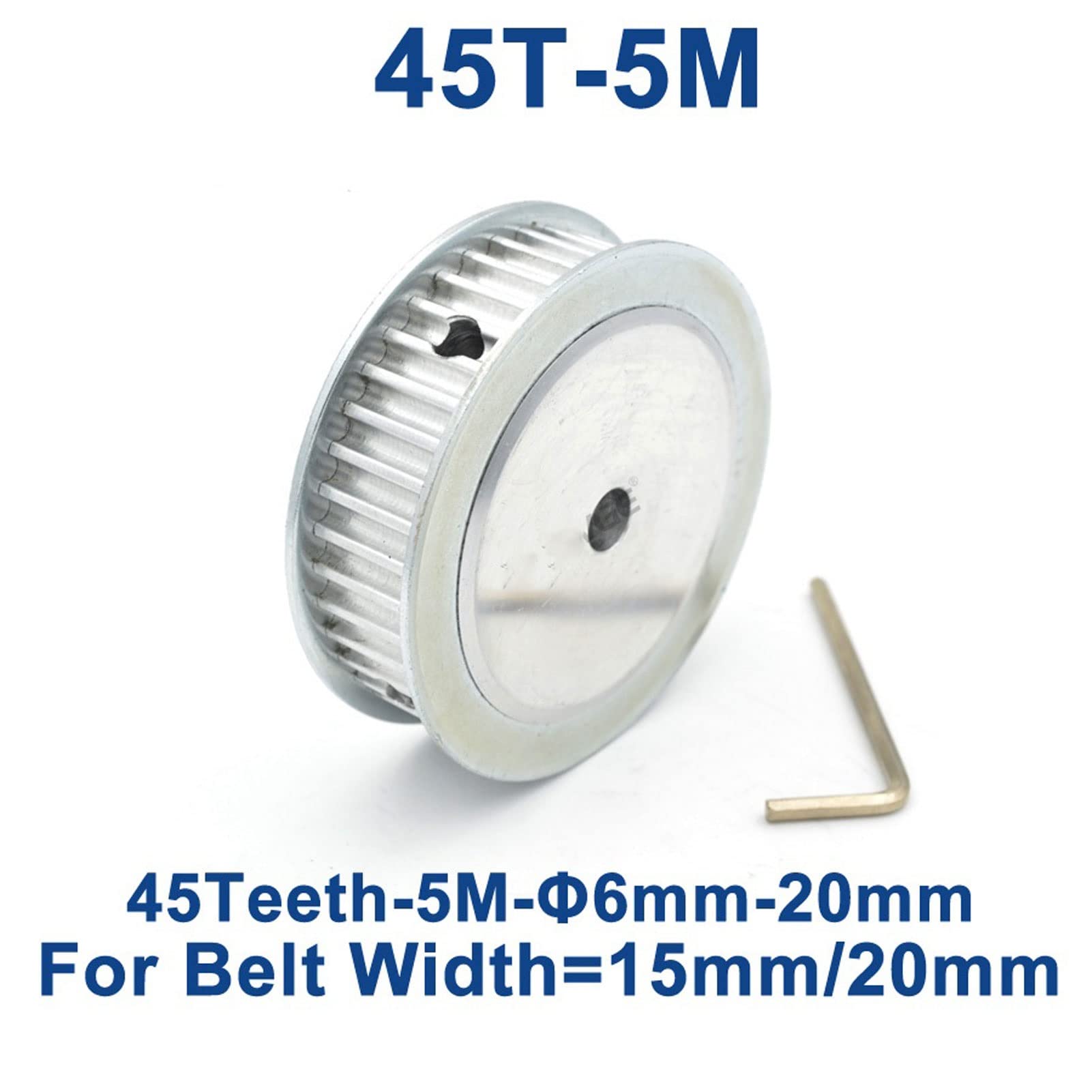45 Teeth HTD 5M-45 Synchronous Timing Pulley, Bore 8/10/12/14/15/16/17/19/20/22/25mm, for Width 15/20mm HTD5M Belt, 45Teeth 45T (Size : Bore 12mm, Width : for Belt Width 15mm)