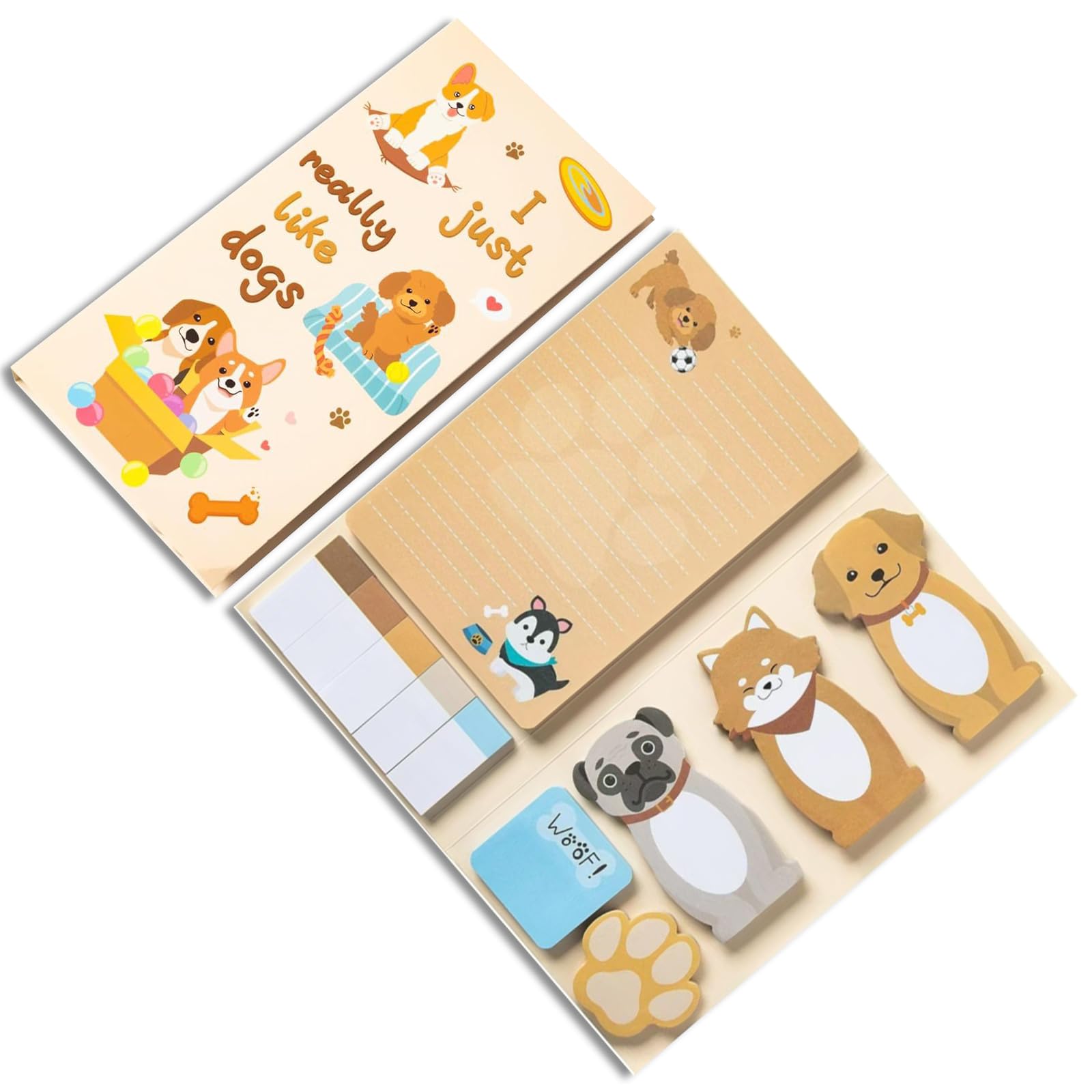 550 Sheets Cute Dog Shaped Self Adhesive Sticky Notes Set, Memo Pads for Writing Page Markers, Home Office School Supplies Gifts for Teacher Student Kids (Dog)