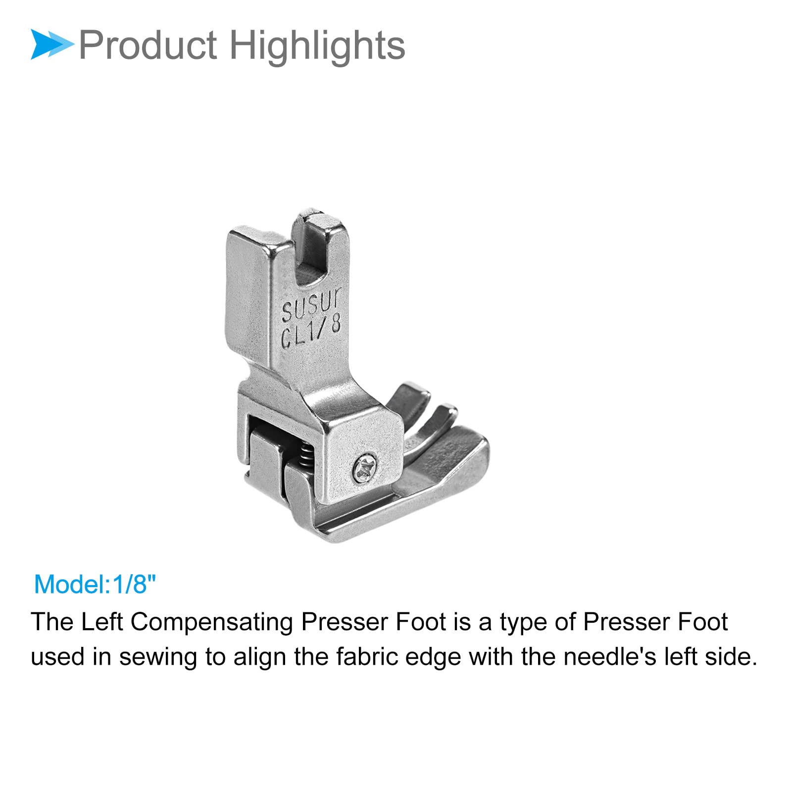 CoCud Left Compensating Presser Foot, Left Guide 1/8", Edge Guide Presser Foot - (Applications: for Sewing Machine), 1-Piece - Image 4