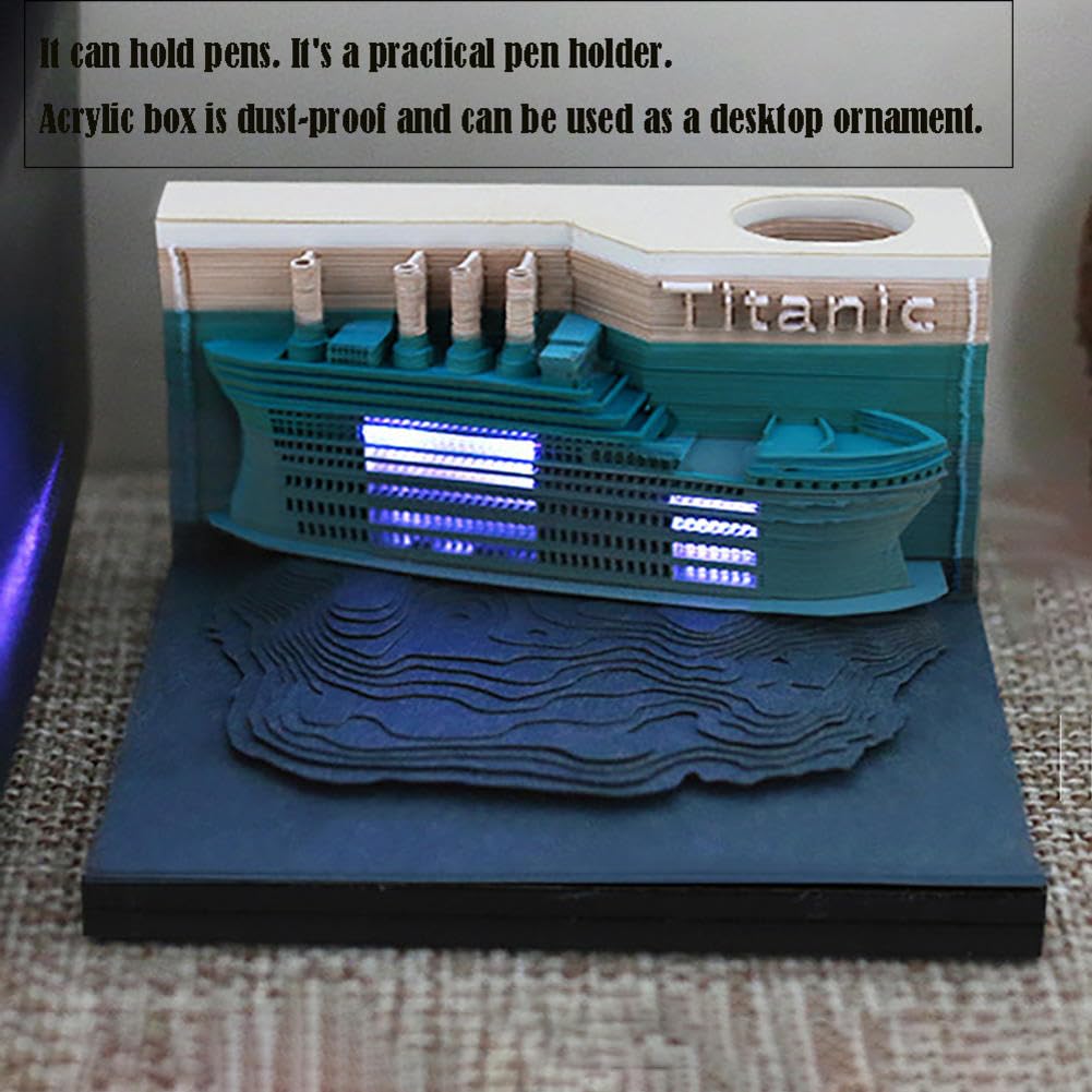 Tear-Away 3D Paper Art Notepad Calendario da scrivania, calendario navale, blocco note 3D, blocchi artistici, note adesive 3D, questa è un'opera d'arte di scultura di carta strappata a mano