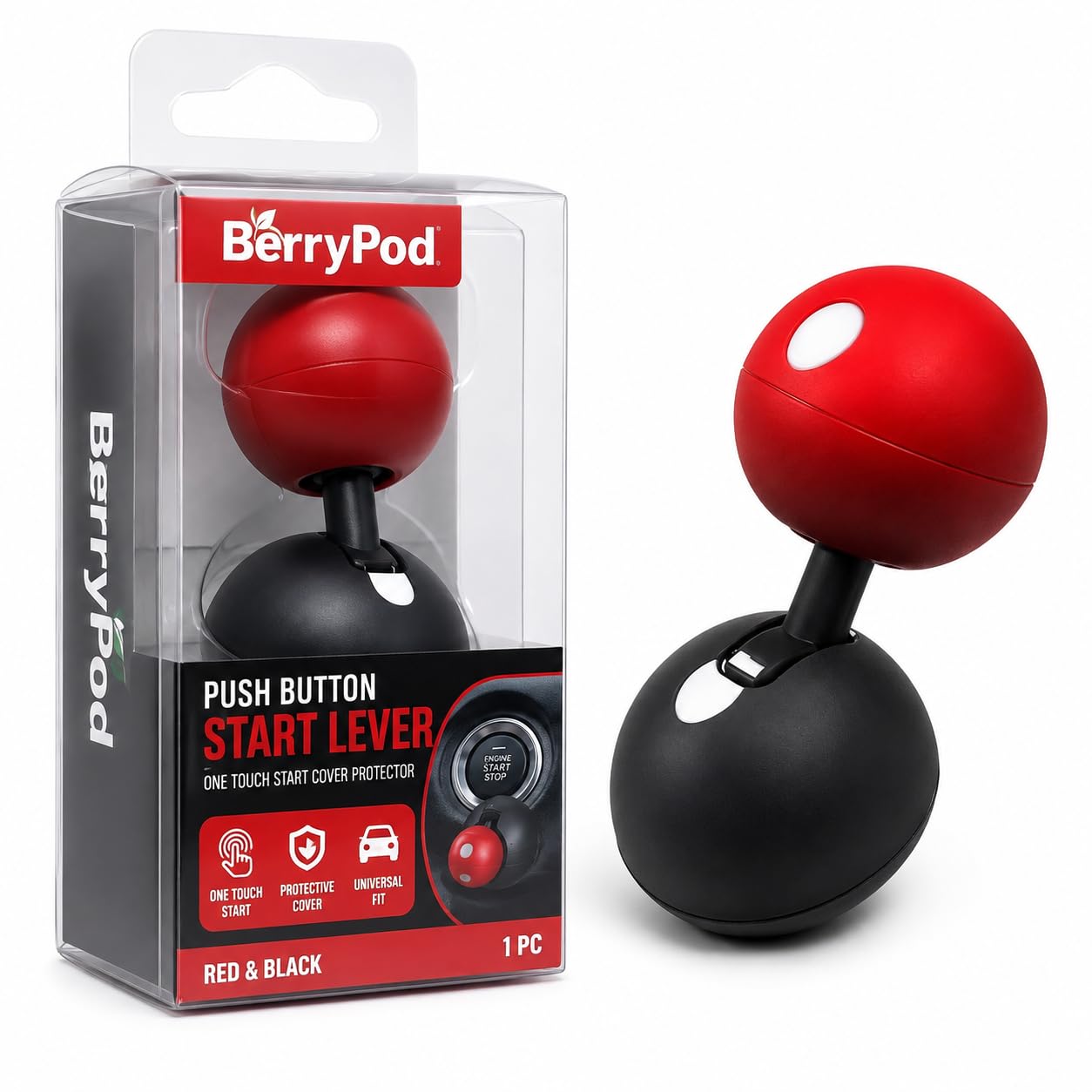 Push Button Start Lever, Car Push to Start Button Rocker Engine Start Stop Button Joystick, Full Ball-bar Rocker Car Automotive One-Touch Start Cover Protector (Plastic, Red)-image-31
