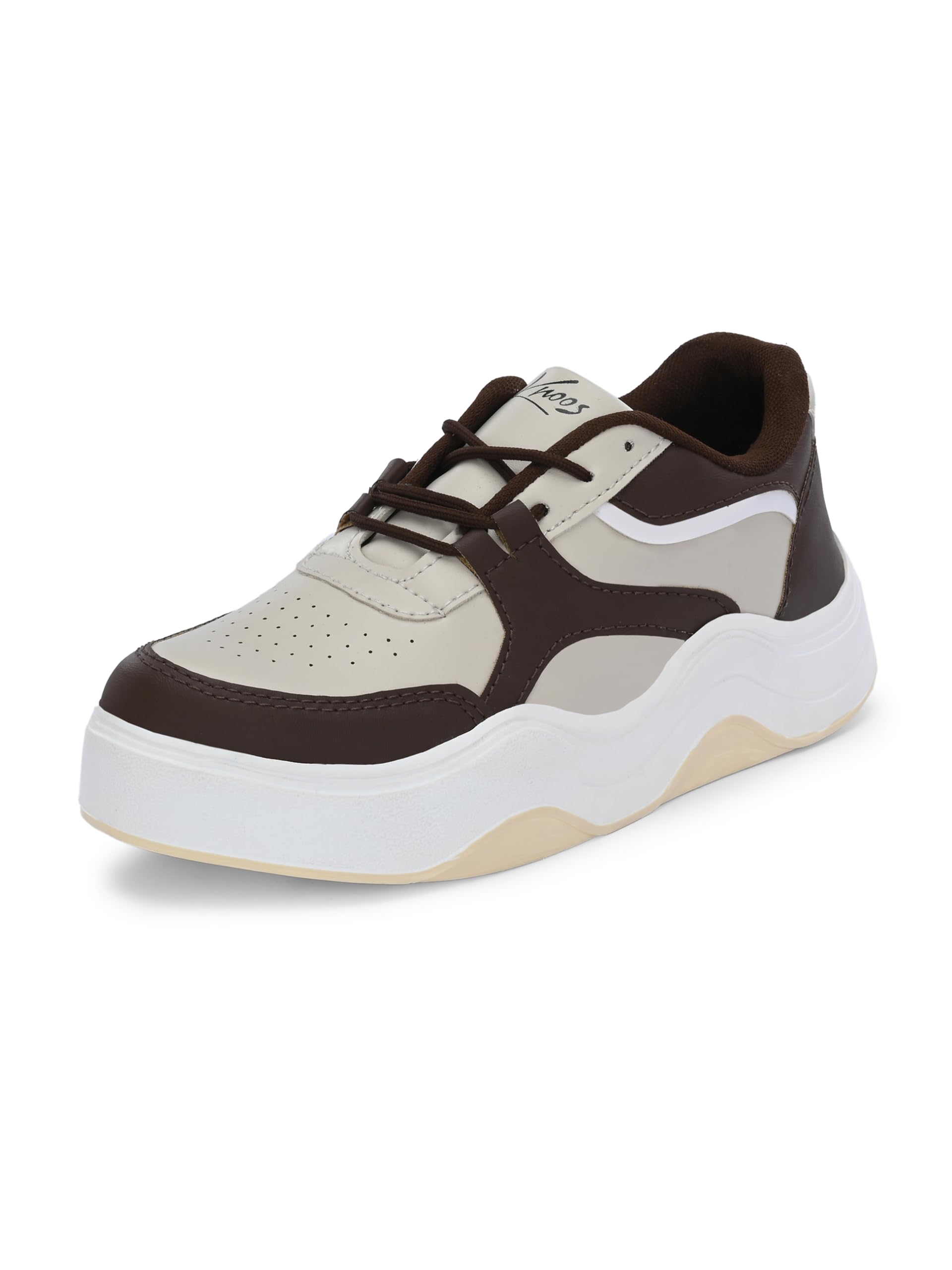 KNOOS Womens Brown Synthetic Leather Lace Up Walking Casual Sneakers Shoes - 7 UK (B0CX1ZB8ZF) Amazon Price History, Amazon Price Tracker