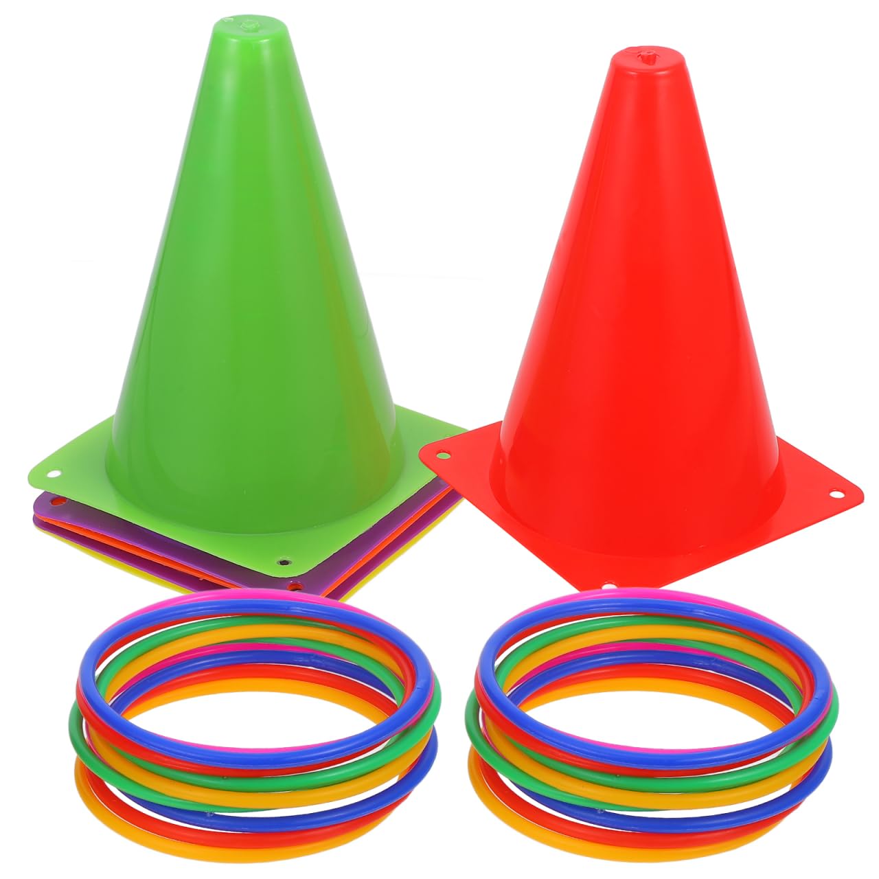 Conos De Plástico para Lanzamiento con Anillos Juego De Entrenamiento Deportivo para Niños, Seguro y Duradero, Ideal para Fiestas Infantiles, Actividades Al Aire Libre y Entrenamiento Sensorial