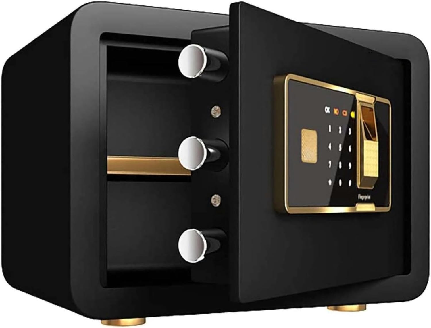 AMNOOL Steel Home Security Safe Digital Fingerprint Fire Resistant, Small for Home Safe, Security Password Safe Security Code Lock Cabinet Safe Storage Box Jewelry Key Cash, Gold-1