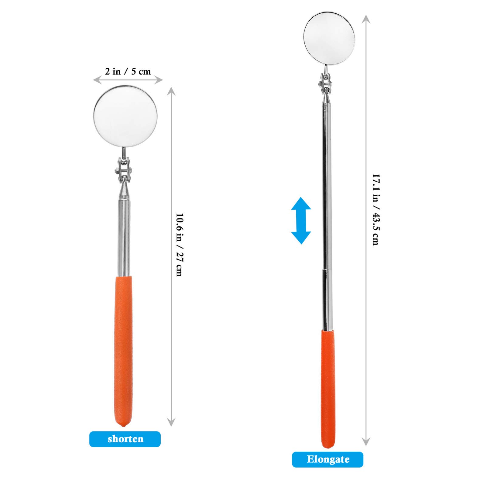Wakauto 1 Pc Telescopic Inspection Mirror Vehicle Control Mirror Telescoping Mirror for Vehicle Grip Tool Rotate Stainless Steel Magnetic Rotate with Lights