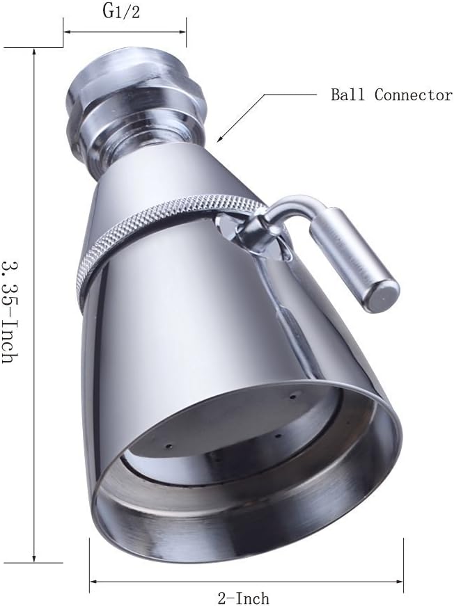 Modern Hotel Style High Pressure Adjustable 2-Inch Fixed Spray Shower Head Wall Mount, Polished Chrome
