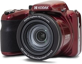 KODAK Pixpro Astro Zoom AZ425 - Digital Bridge Camera, 42X Optical Zoom, 24mm Wide Angle, 20 Megapixels, 3" LCD, Full HD 1080p Video, Li-ion Battery - Red